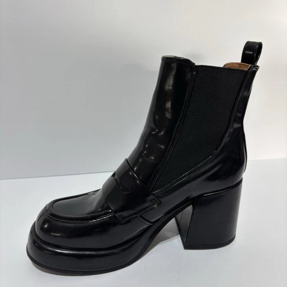 Madden Girl Black Patent Block Heel Chelsea Boot - Picture 2 of 5